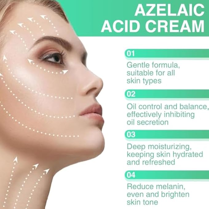 WEST MONTH AZELAIC ACID SERUM 10%, FACE CREAM FOR ALL SKIN TYPES, DARK SPOT AND ACNE TREATMENT, FACE SERUM FOR UNEVEN SKIN TONE, REDNESS RELIEF, BLEMISH-PRONE SKIN,30G - Image 2